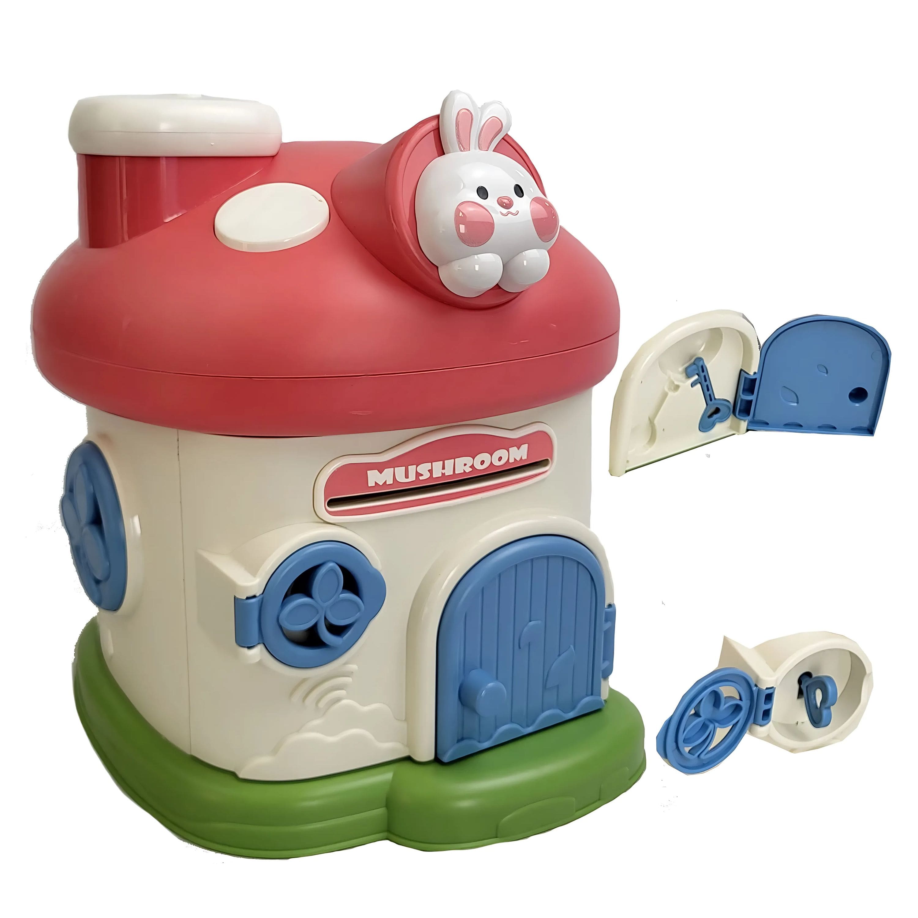 Kitcheniva - Kids Lockable Piggy Bank Mushroom Coin Box 2 Keys Toy - Pink