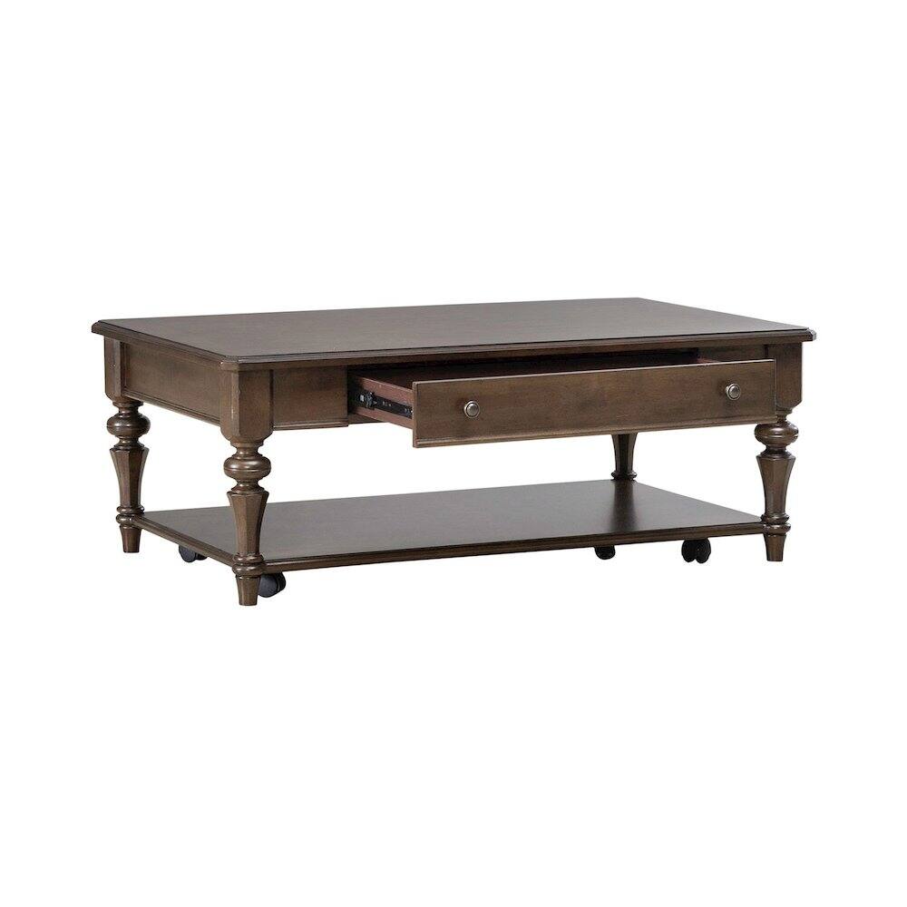 Front. Liberty Furniture Industries - Arden Road Living Room Rectangular Cocktail Table - Satin Cherry - Satin Cherry Brown.