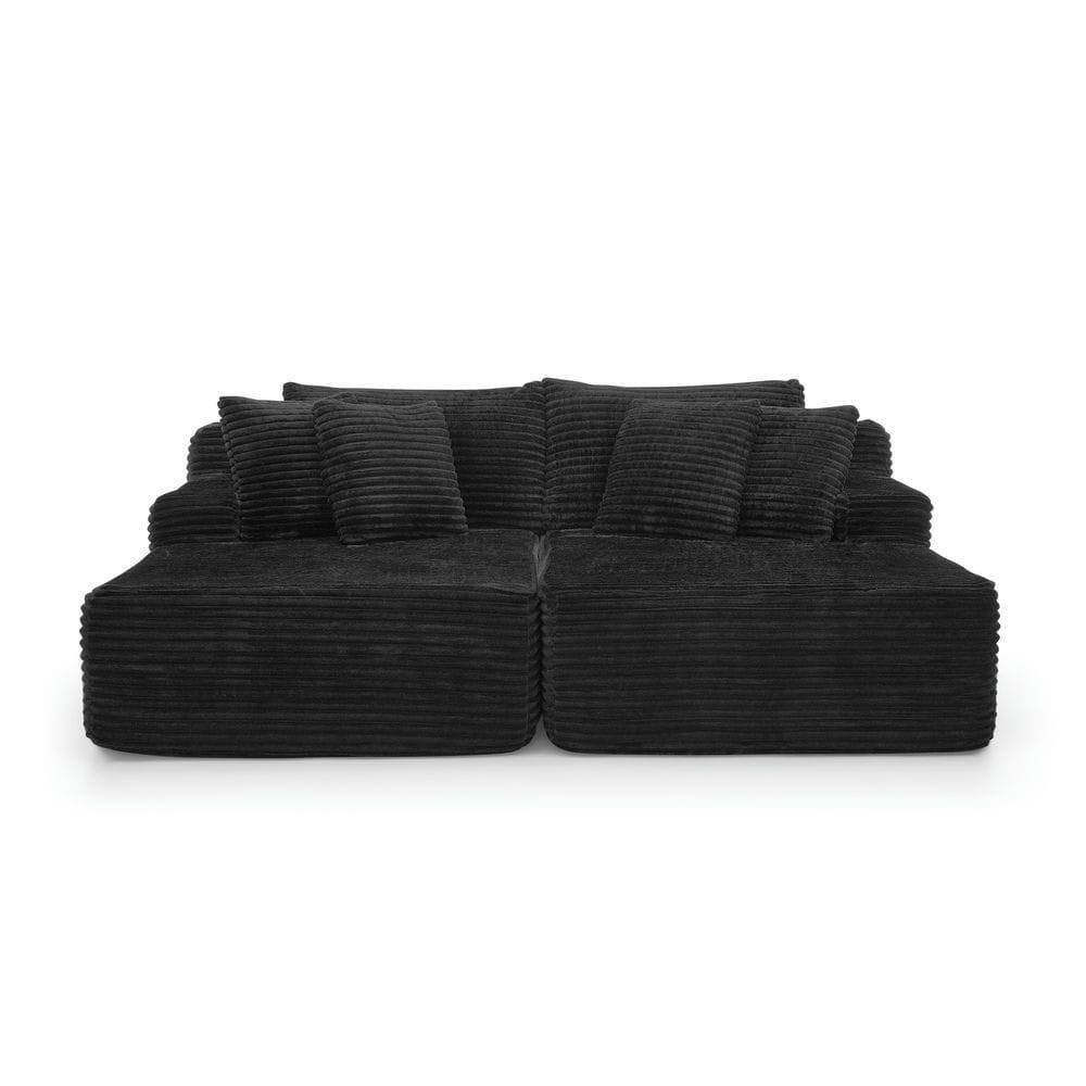 Alt View 10. Kadyn - 2-Person Velvet Lounger Sofa, Compressed Packaging with No Assembly Needed, Plush Low-Profile Loveseat, Black - Black.