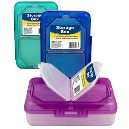 C-line - Storage Box, 3 Compartments, Assorted Colors, Pack of 3