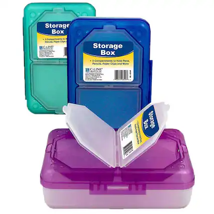 Storage Box 3 Compartments to Hold Pens, Pencils, Paper Clips and More
C-LINE PRODUCTS, INC.
Made in China
Item No. 48500
100 Box Storage
