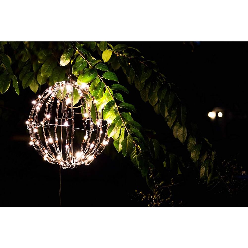Angle. RTMB - 12" Warm LED Christmas Light Ball, Indoor/Outdoor, Waterproof w/ Timer.