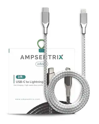 X AMPSE TRIX infini 3 ft USB-C to Lightning Fast charging / high-speed data transfer www.ampsentrix.com