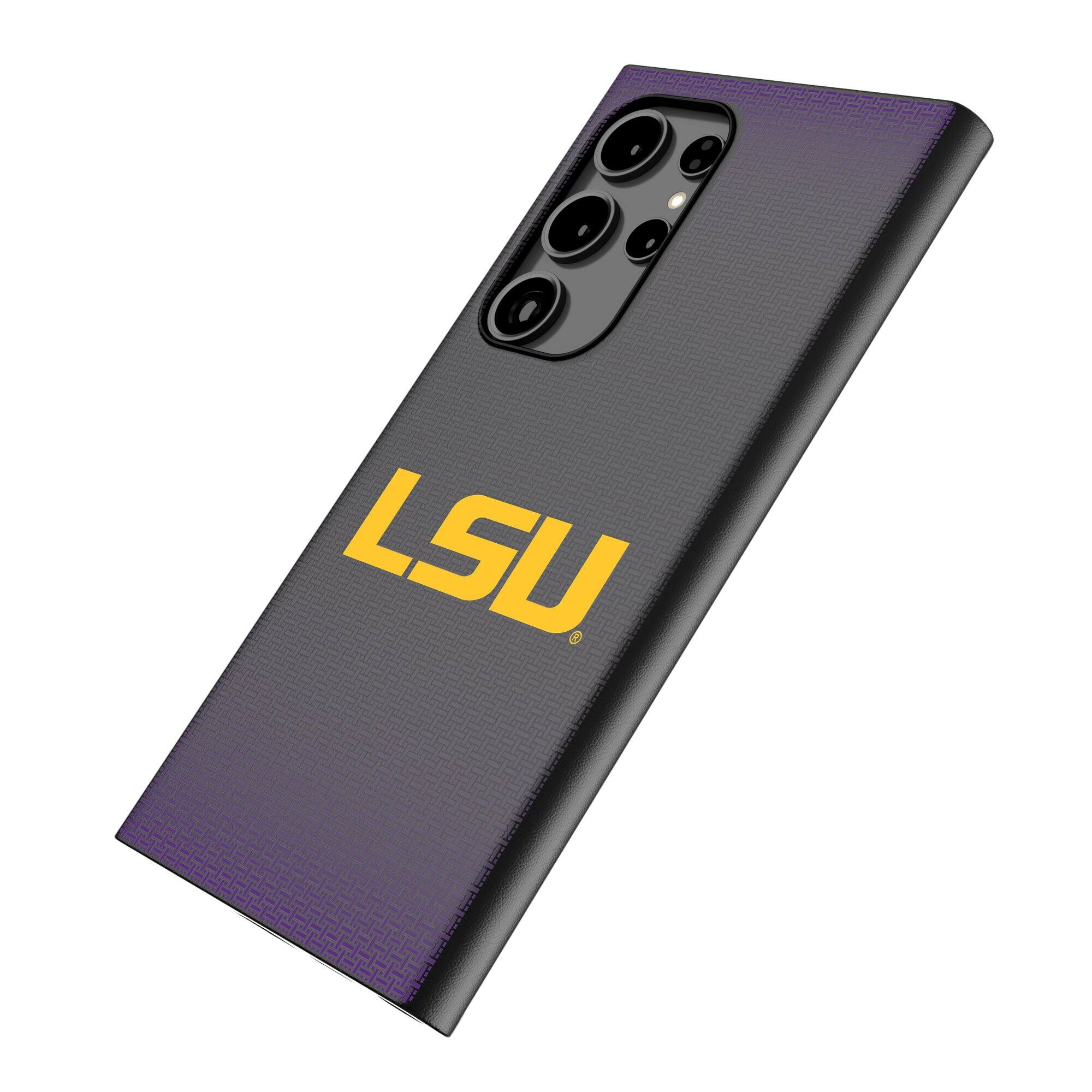 Alt View 1. Keyscaper - LSU Tigers Linen Galaxy Magnetic Bump Case - S25 - Black.