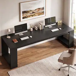 Aheaplus - 78.7 Inch Extra Long Computer Desk, Large Workstation for Home & Office - Black
