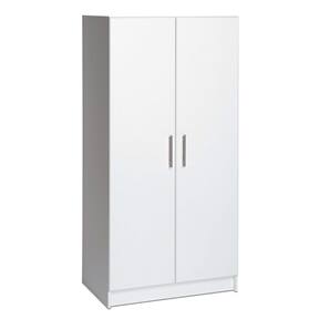 Left. SlickBlue - 2-Door Wardrobe Cabinet with Hanging Rail and Storage Shelf for Bedroom - White.