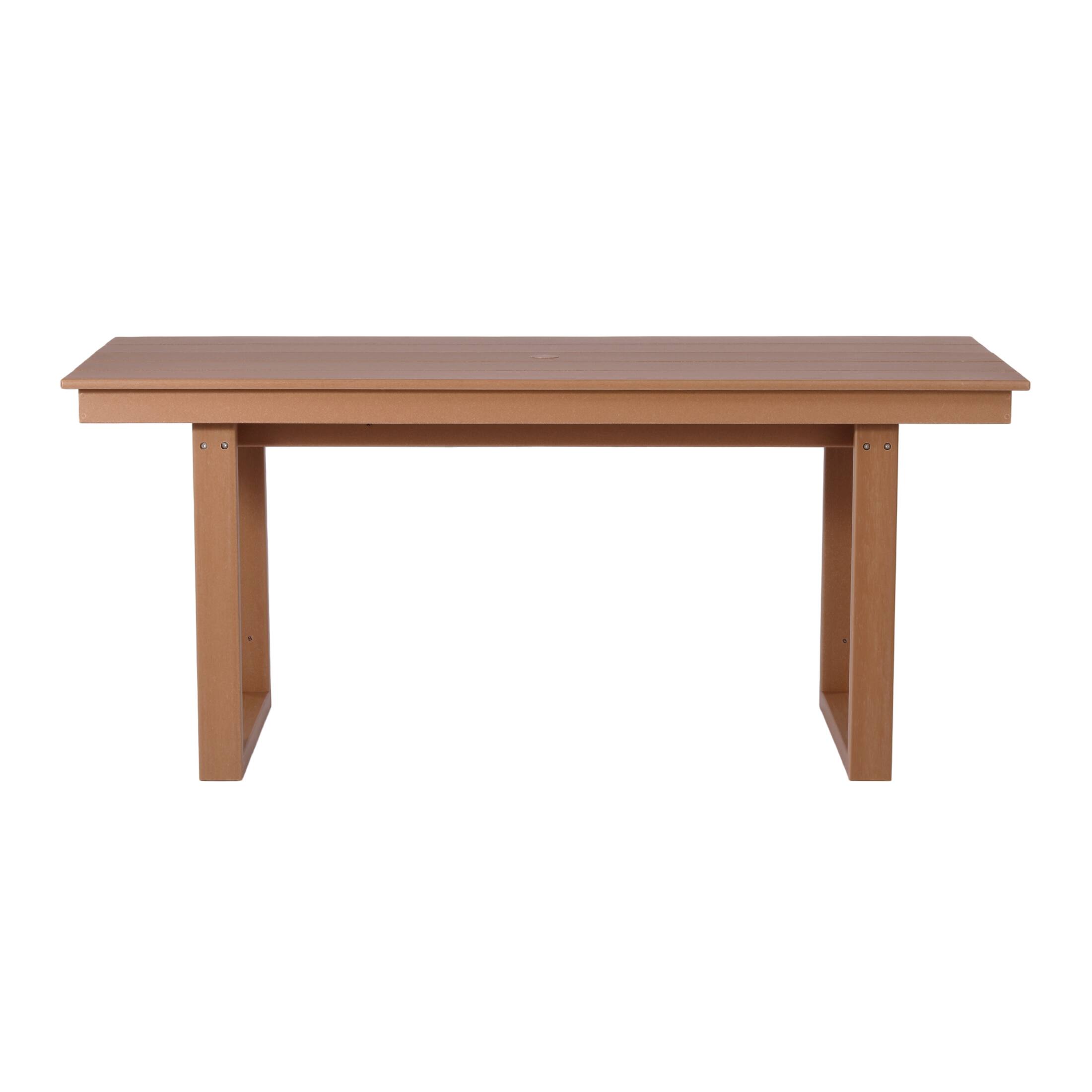 Left. WestinTrends - WestinTrends Paloma 7-Piece Modern HDPE Outdoor Patio Dining Table Set With Umbrella Hole - Teak.