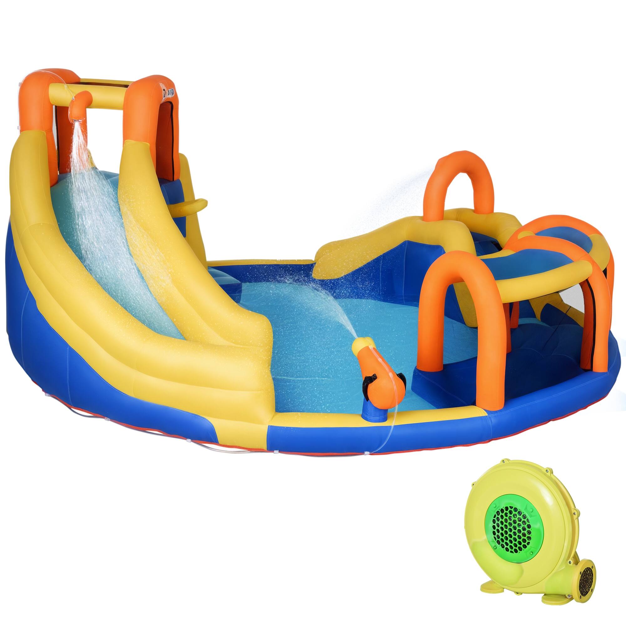 Outsunny - Inflatable Water Slide Kids Bounce House Jumping Castle Includes Slide Basket Pool Climbing Wall - Multi-colored price history on PriceWatchPro