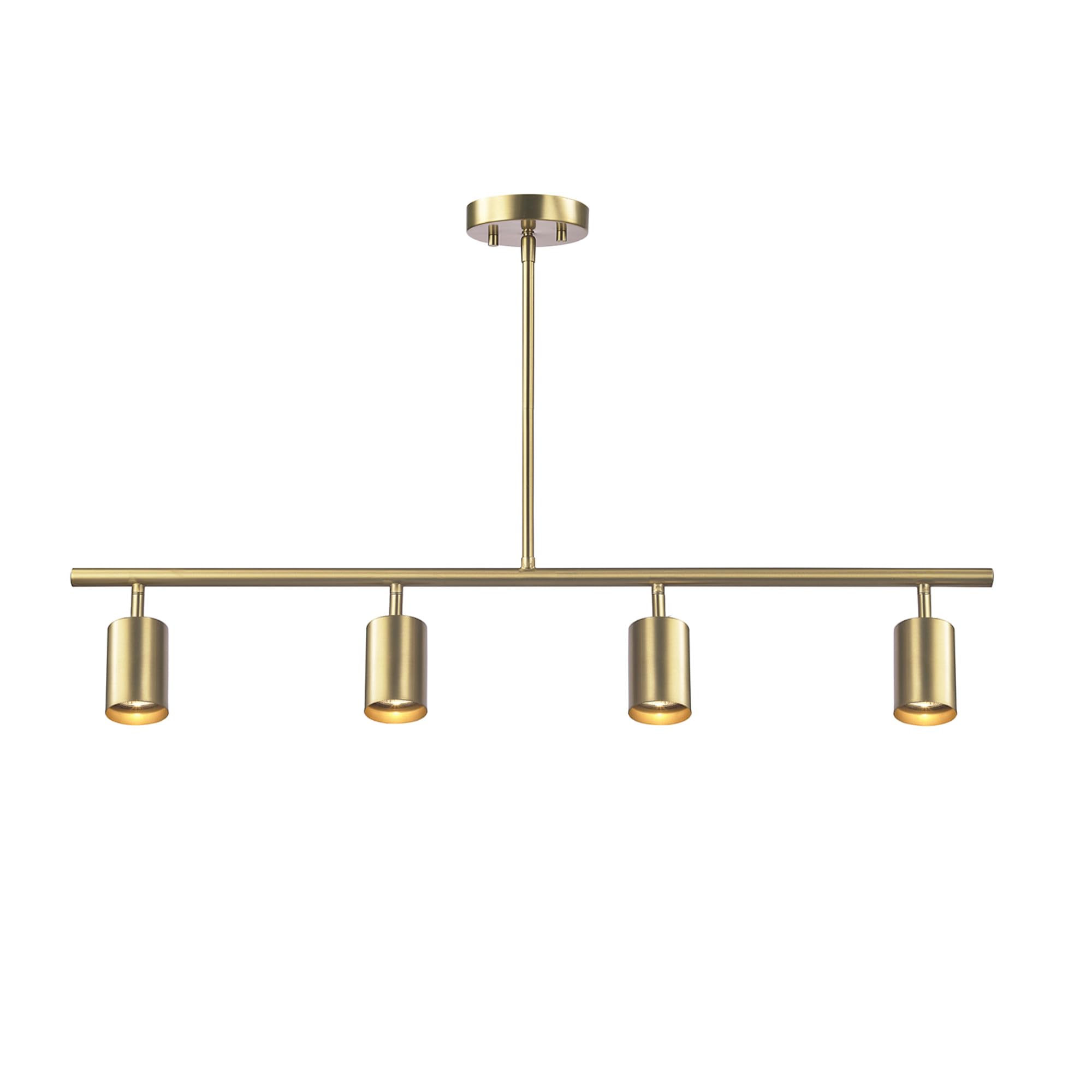 Front. Dazzed Corner - 4-Light Adjustable Height Track Lighting - Gold.
