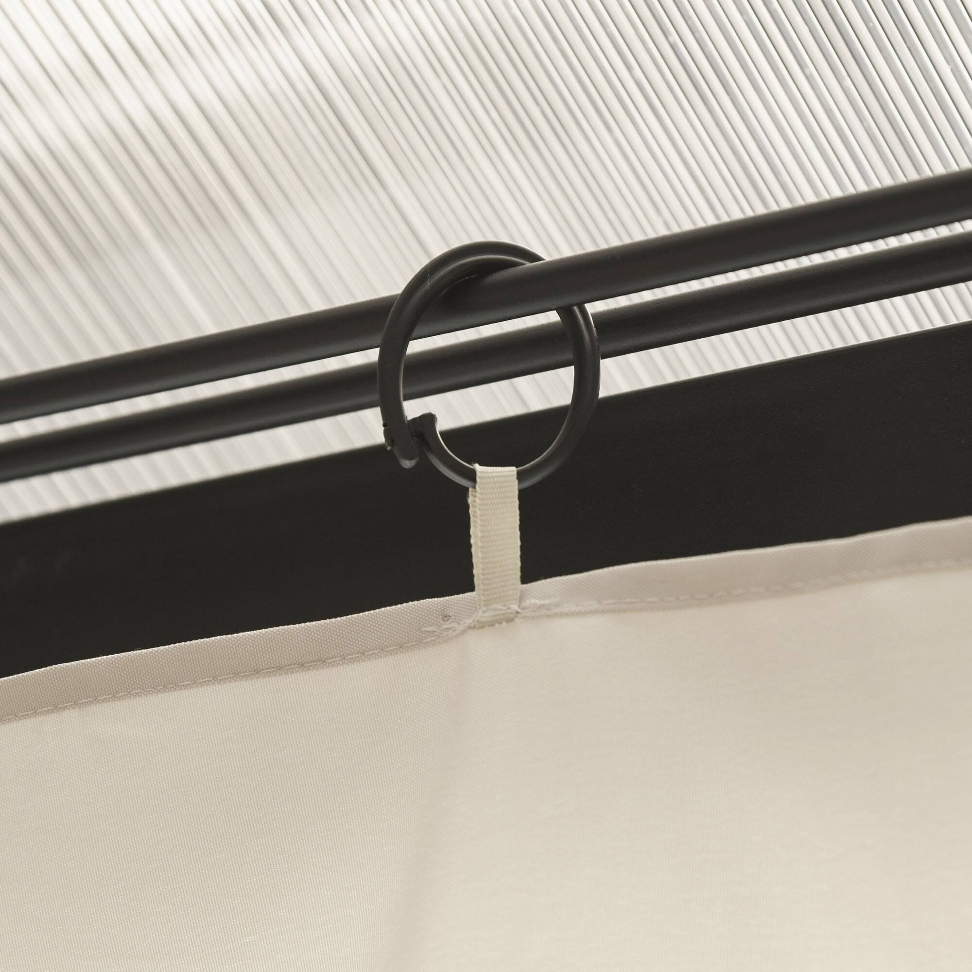 Alt View 8. Outsunny - 10' x 13' Universal Gazebo Sidewall Set with Panels, Hooks and C-Rings Included for Pergolas and Cabanas - Beige.