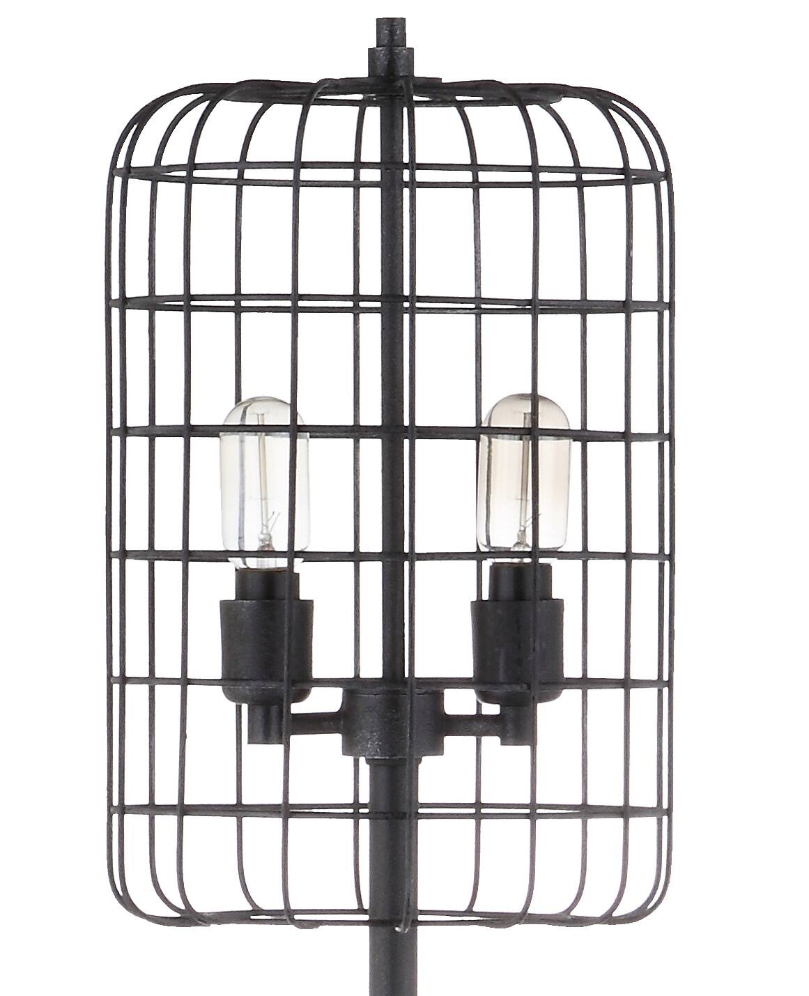 Alt View 4. Jonathan Y - Odette 65" Industrial Metal Floor Lamp, Black/Silver - Black/Silver.