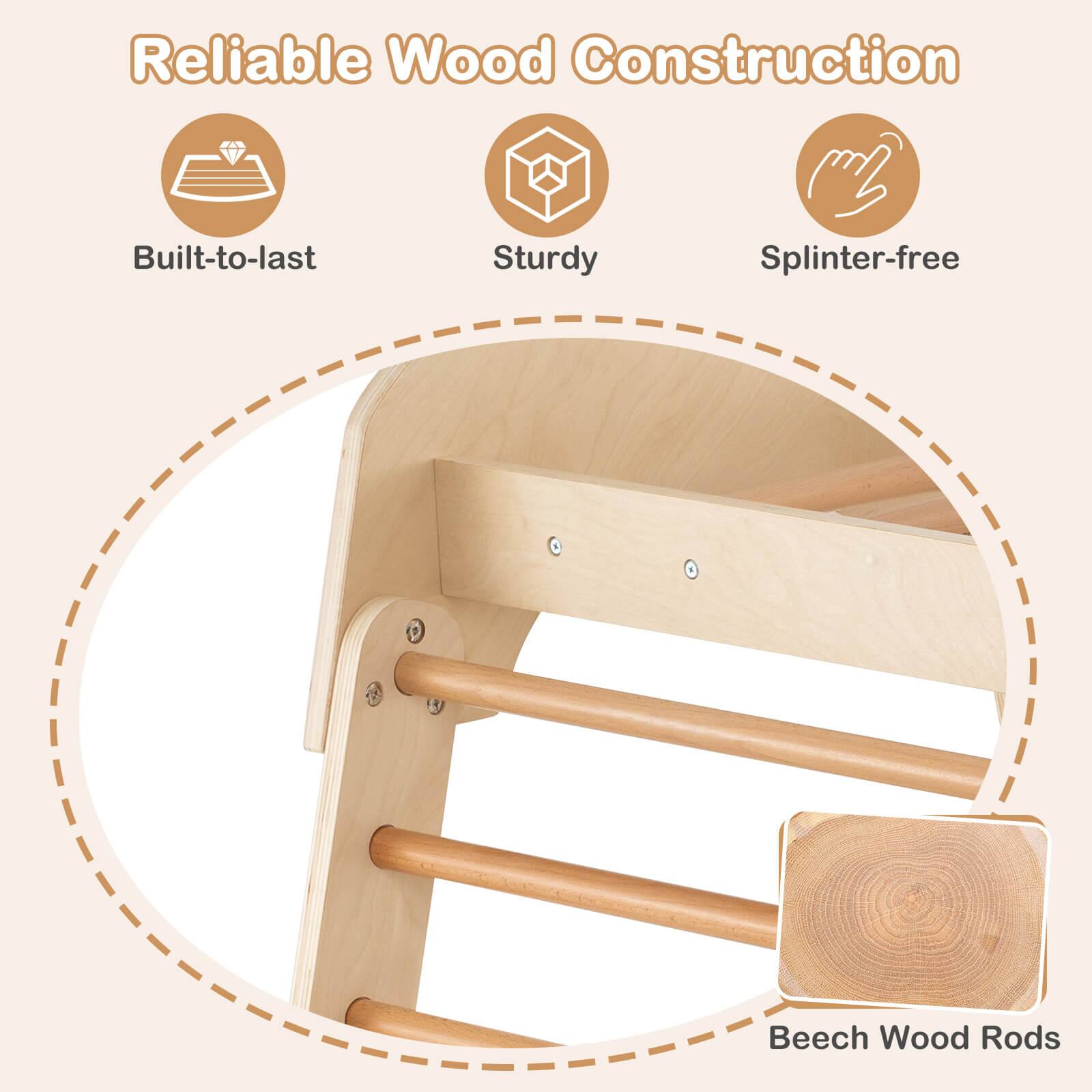 Reliable Wood Construction
Built-to-last
Sturdy
Splinter-free
Beech Wood Rods