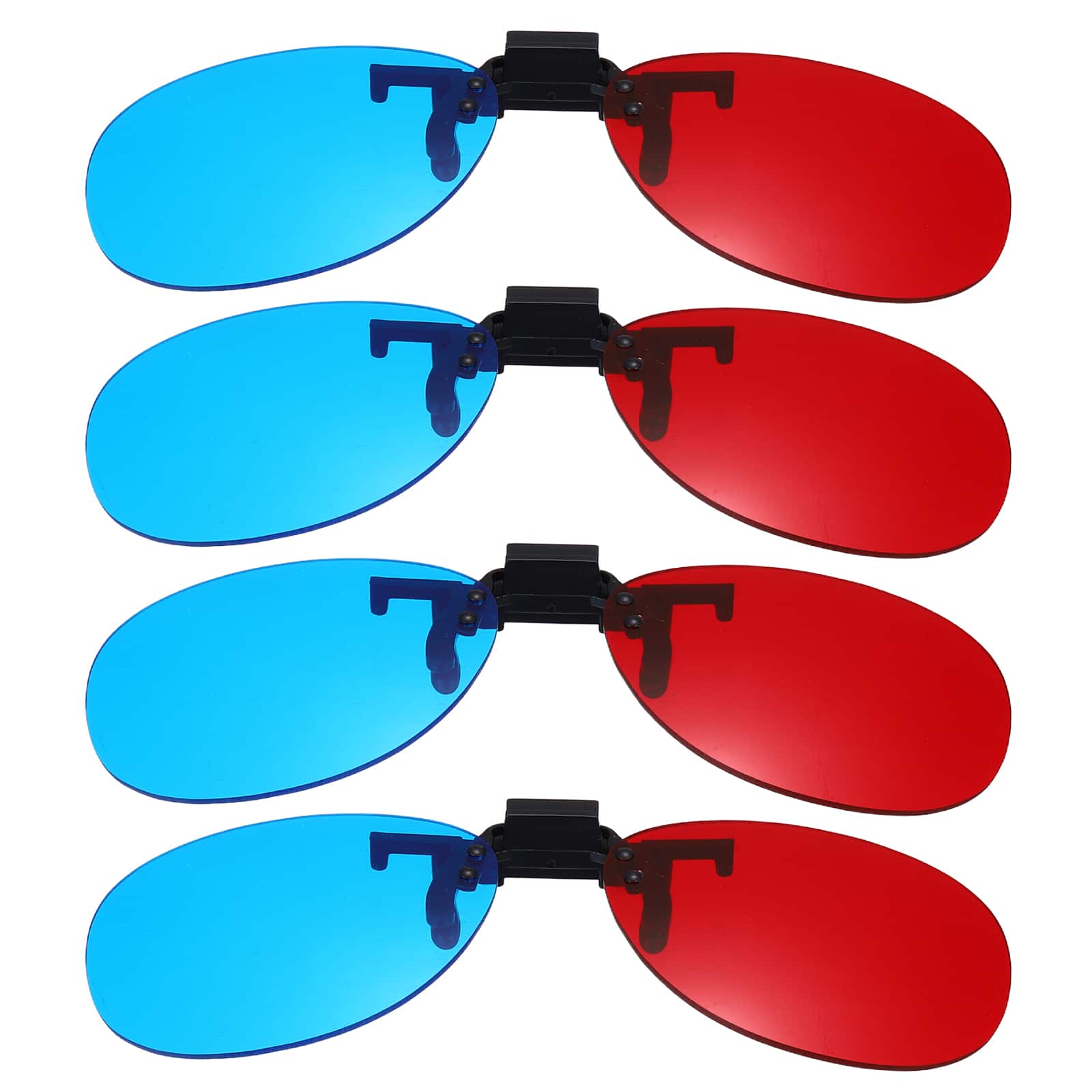 Unique Bargains - 4pcs 3D Clip-on Glasses, Anaglyph 3D Viewing Glasses Hanging Frame Round for Movies Theater Games TV Photos - Red Blue