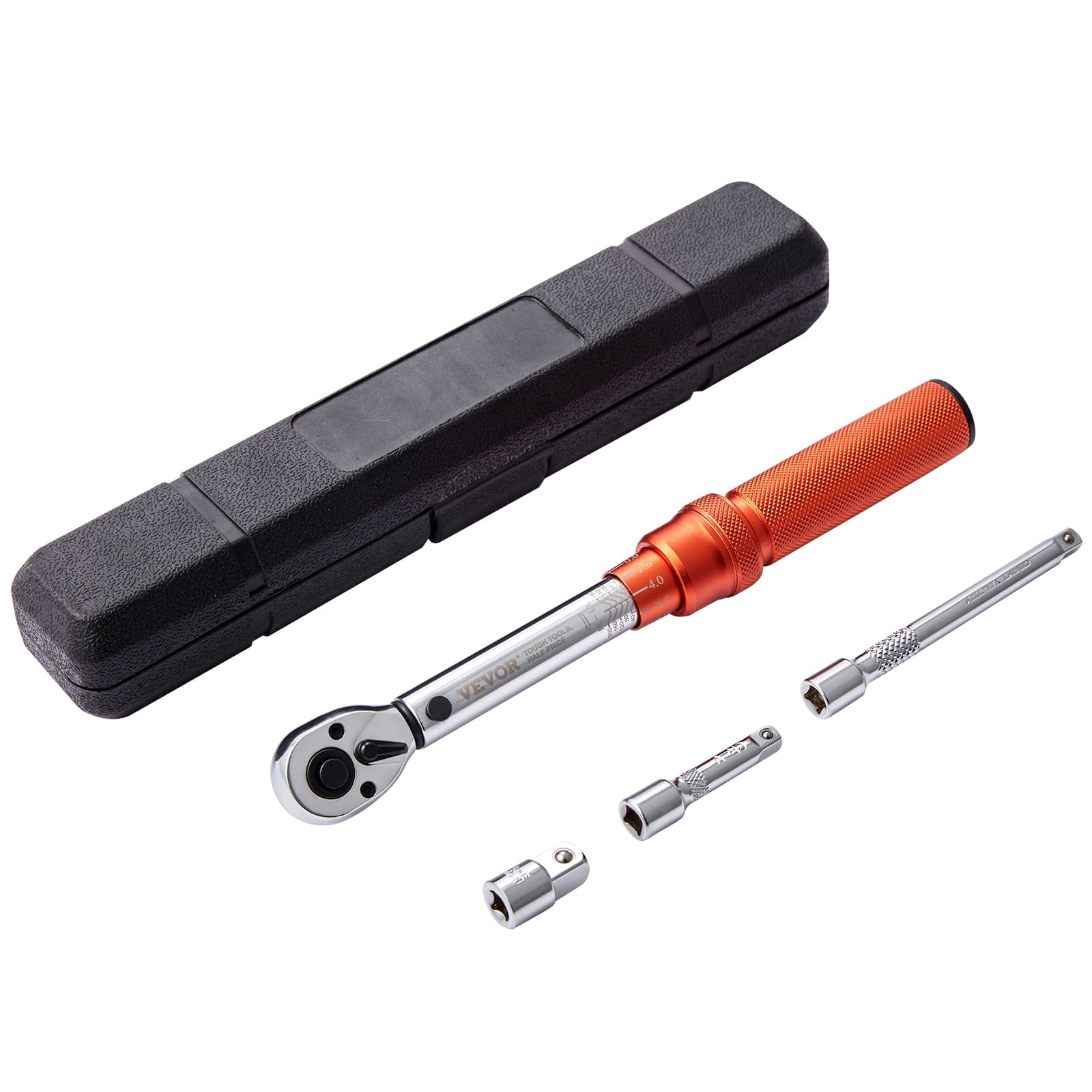 VEVOR - Torque Wrench, 1/4-inch Drive Click Torque Wrench 20-200in.lb/3-23n.m, Dual-Direction Adjustable Torque Wrench Set - Orange