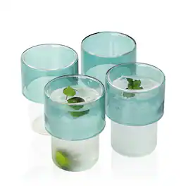 BreeBe - Eryngii Double Wall Highball Glasses set of 4 - Blue