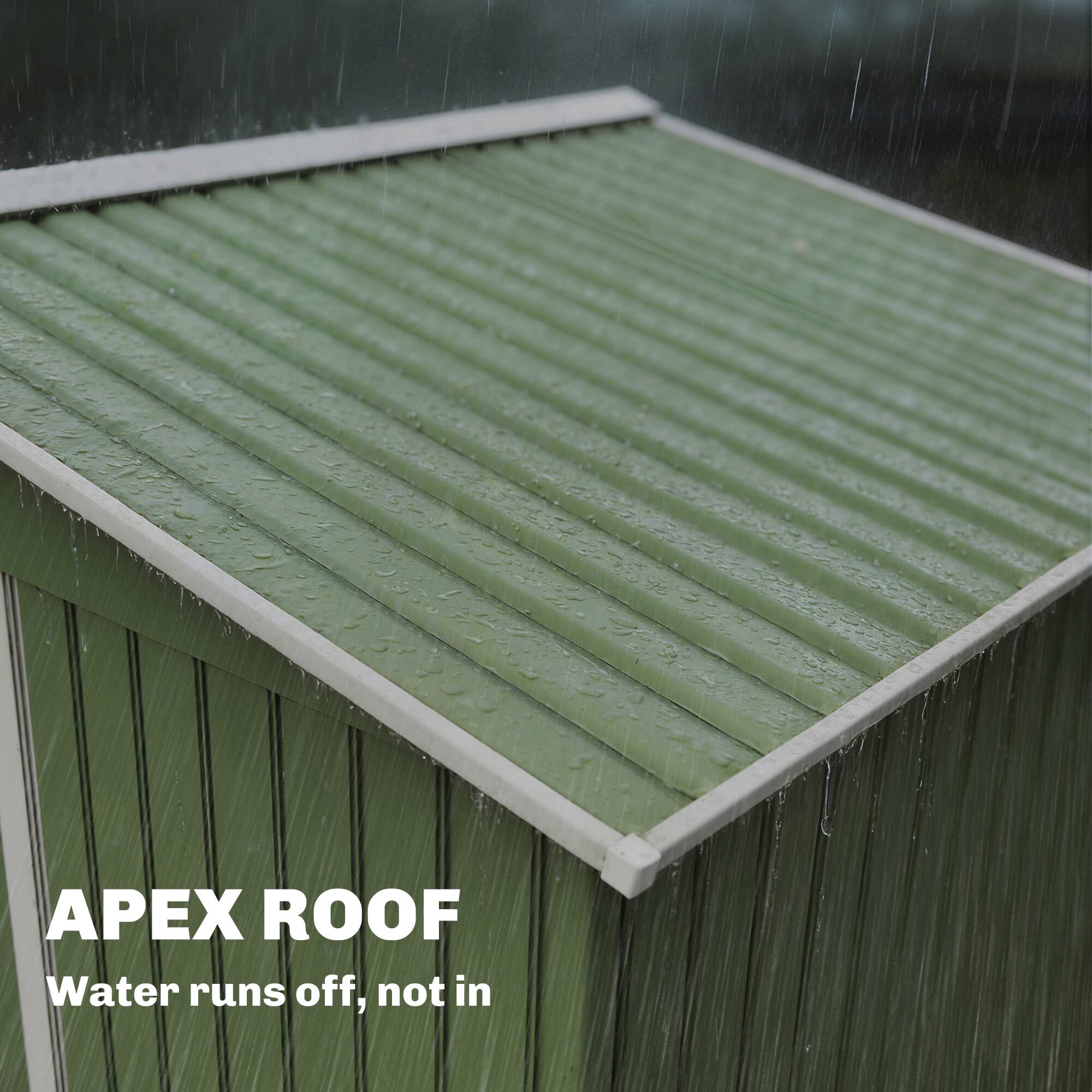 APEX ROOF  
Water runs off, not in