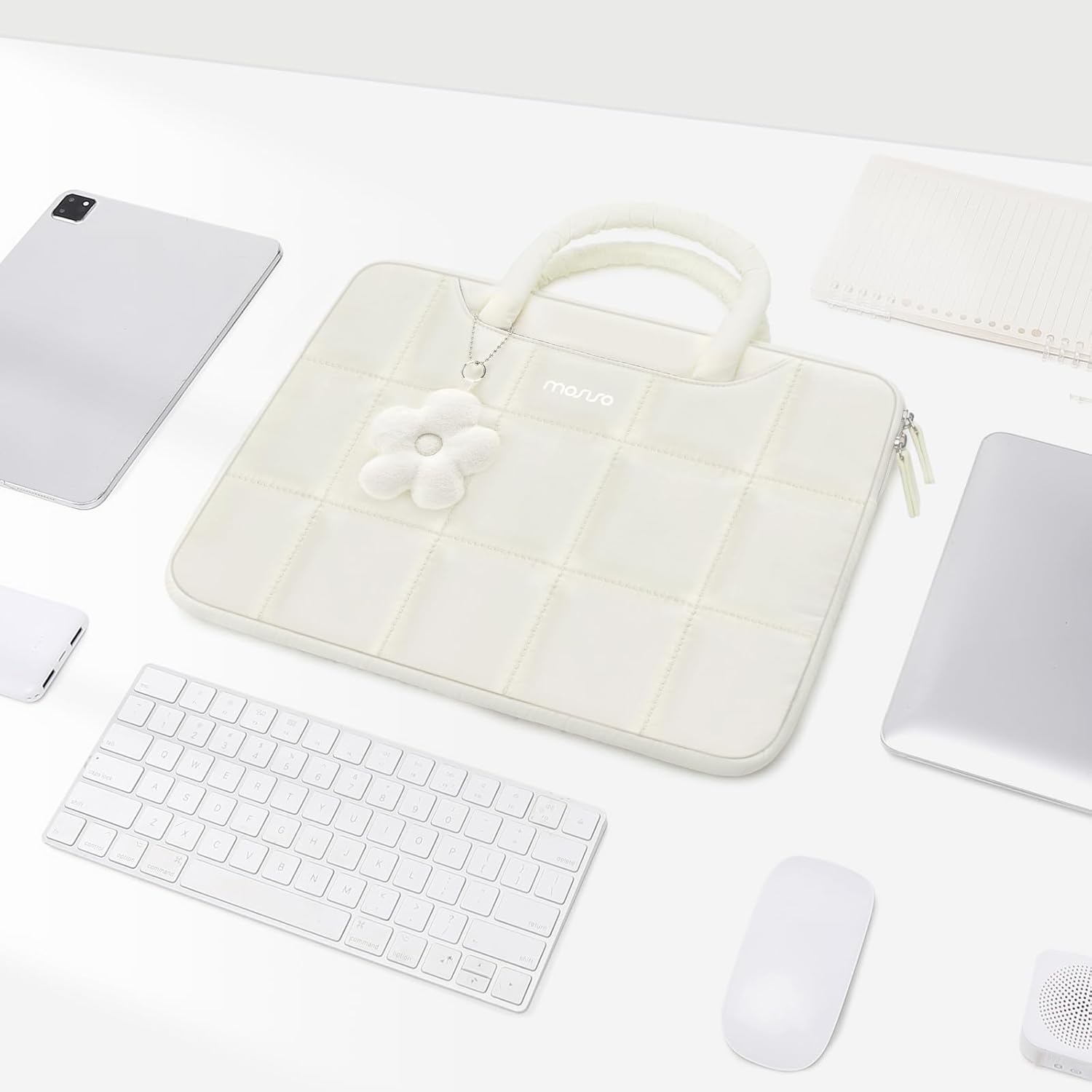 Alt View 5. mosiso - Laptop Case 15-15.6 inch Puffy Laptop Sleeve with Handle for MacBook Pro 16 M5 M4 M4 M3 M2 M1 HP Acer Dell Lenovo - Sand.