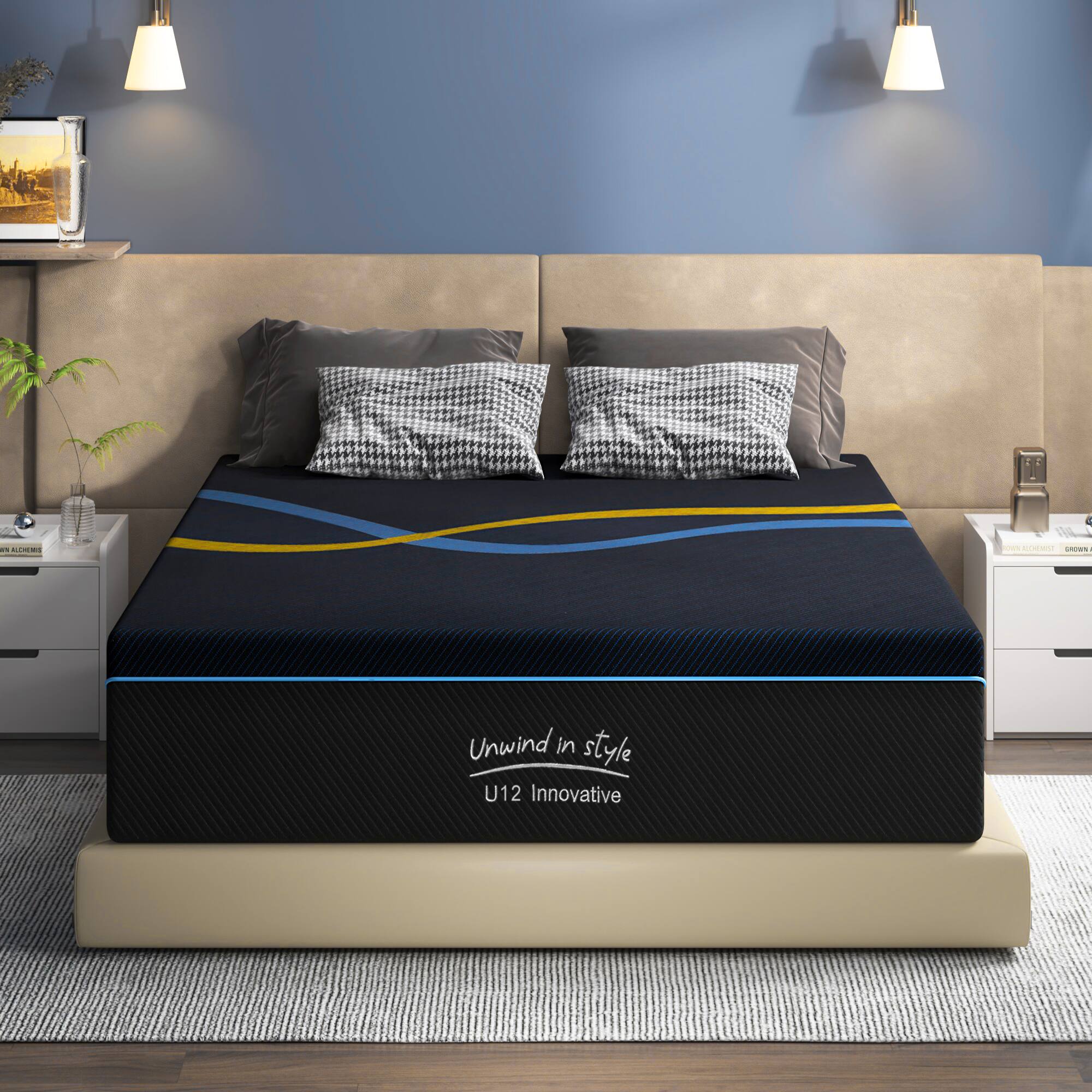 Glintex 14 Inch Queen Gel Memory Foam Mattress, Medium Firm