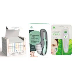 Pursonic - Glow-Up Trio: Micro Needle Derma Roller, Precision Dermaplaning Tool, & Clean Facial Towels