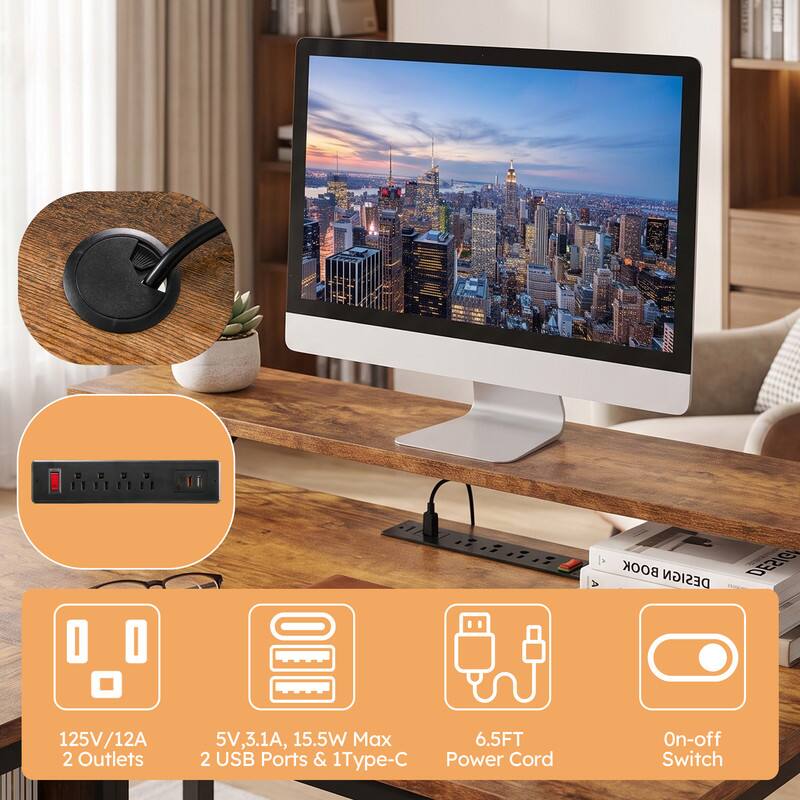 BOOK DESIGN DEZICI 125V/12A 2 Outlets 5V, 3.1A, 15.5W Max 2 USB Ports & 1 Type-C Power Cord On-off Switch