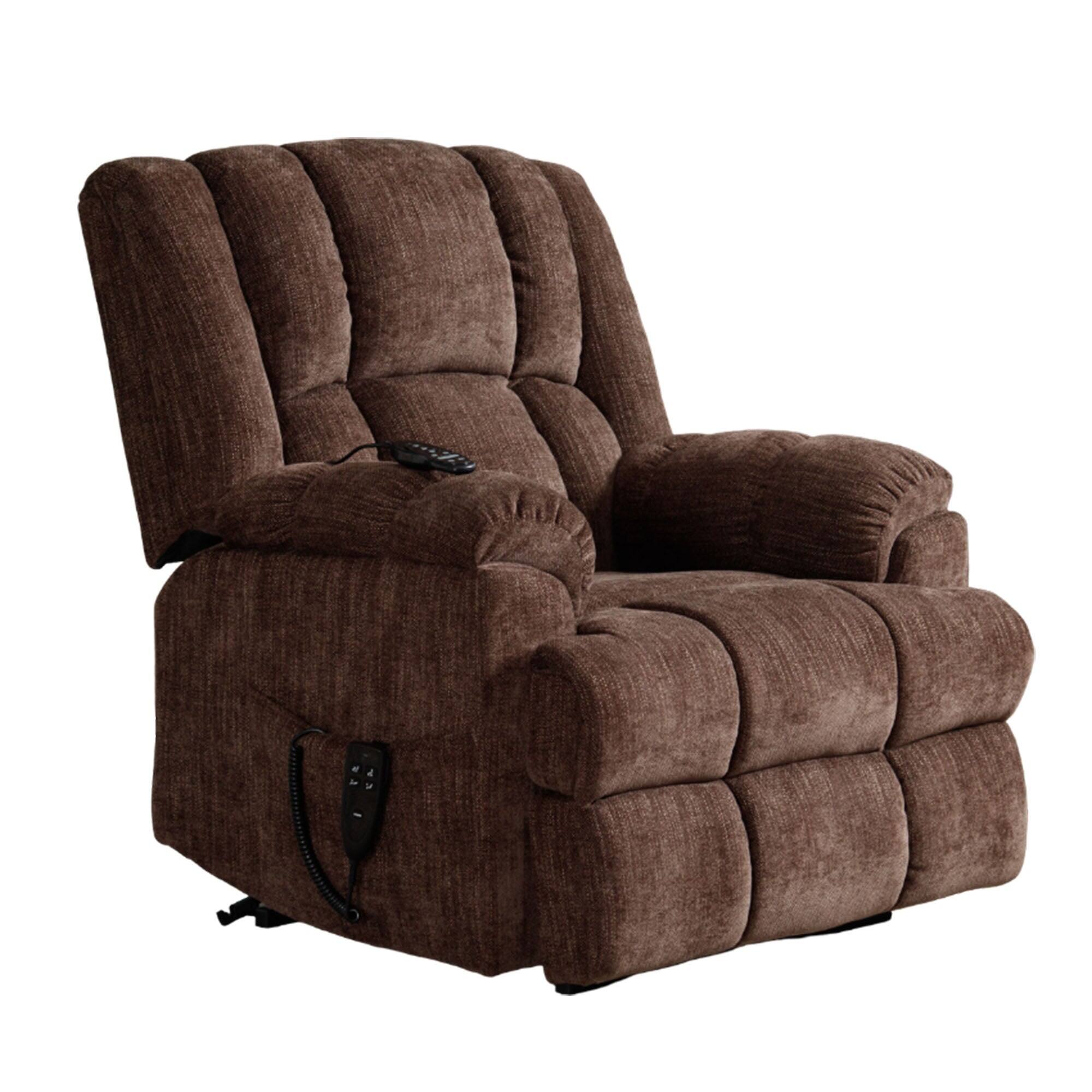 Front. Boyel Living - Dual Motor Heat Massage Infinite Position Up to 350 LBS Electric Power Lift Recliners with Power-Remote - Brown.