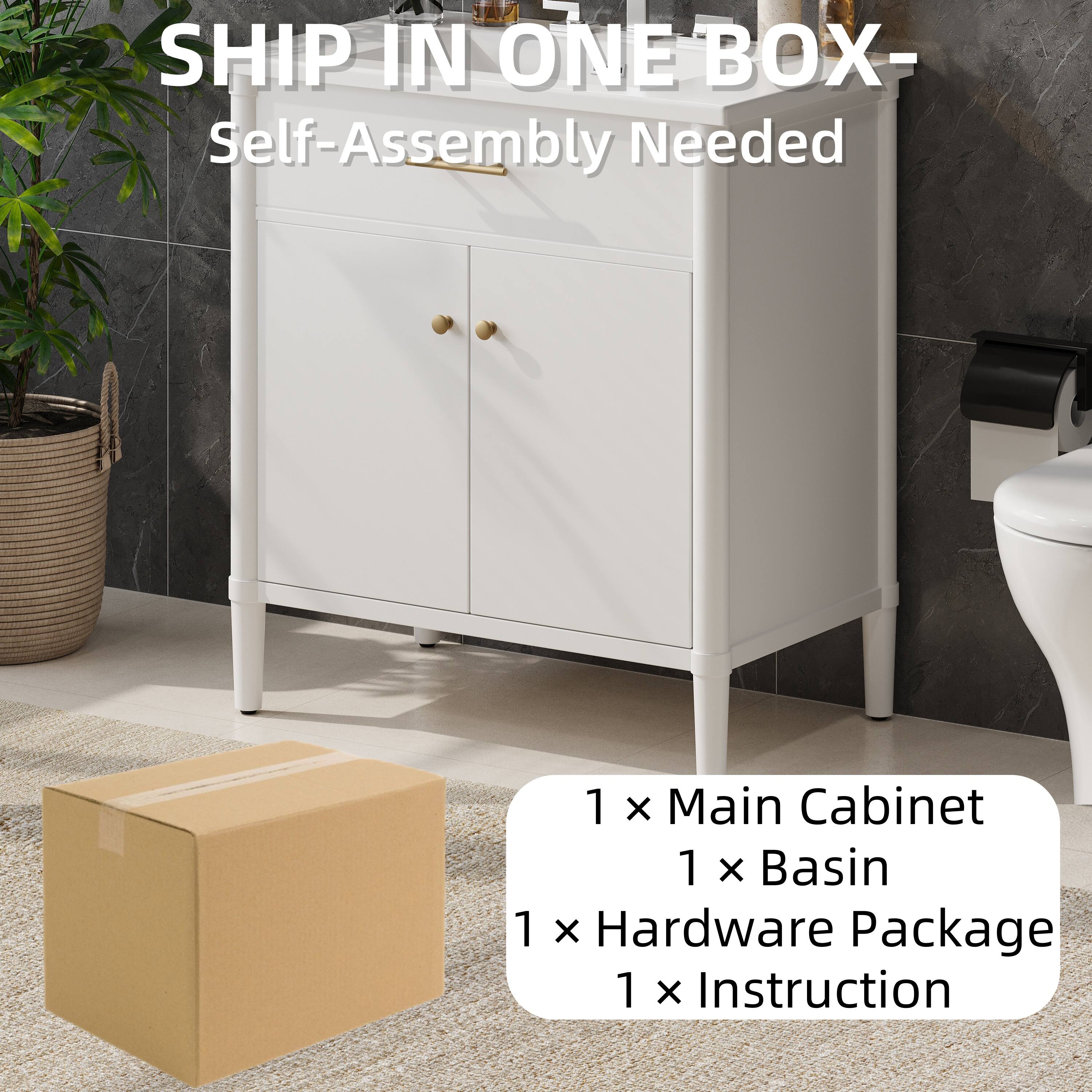SHIP IN ONE BOX - Self-Assembly Needed

1 x Main Cabinet  
1 x Basin  
1 x Hardware Package  
1 x Instruction