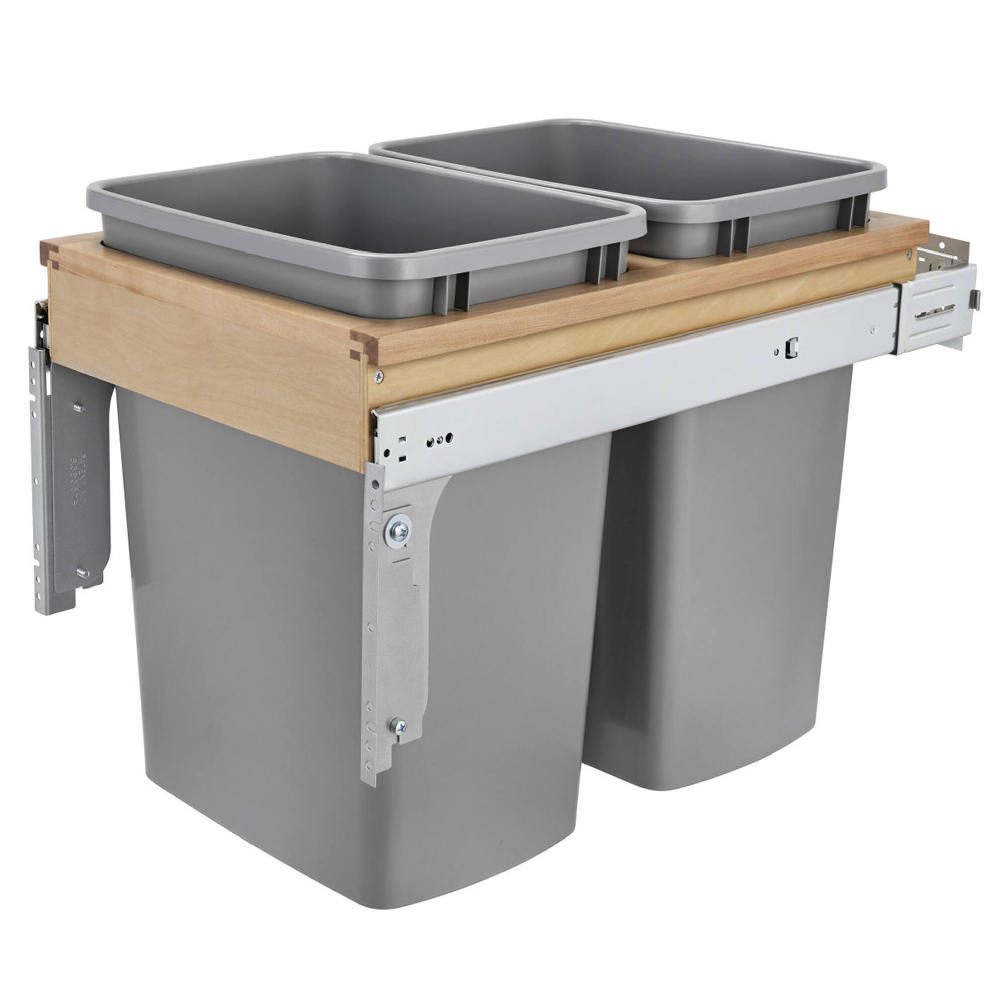 Front. Rev-A-Shelf - Rev-A-Shelf Pullout Top Mount Trash Can w/ Soft-close, 35 qt., 4WCTM-18BBSCDM2 - Light Brown.