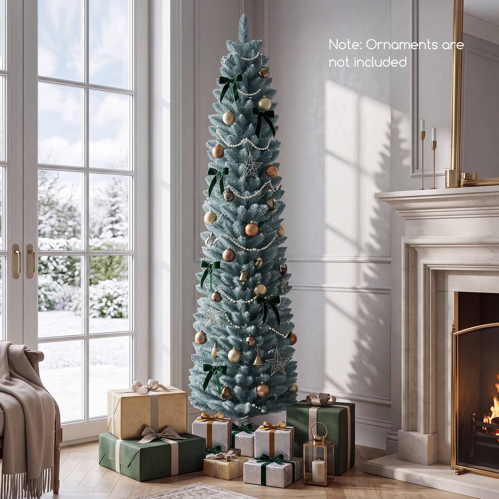Costway 6 FT Artificial Pencil Christmas Tree with 320 Lush Branch Tips ...