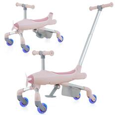 Front. Costway - Costway 2-in-1 Kids Ride-on Push Car with LED Lighted Wheels Removable & Adjustable Handle - Pink.