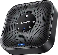 Front. EMEET - EMEET Conference Speakerphone M0 Plus, 4 AI Mics 360° Voice Pickup, Noise Reduction, USB C Speaker, Bluetooth Conference - Black.