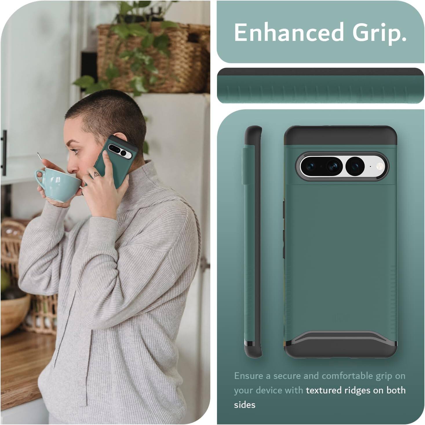 Enhanced Grip.

Ensure a secure and comfortable grip on your device with textured ridges on both sides.