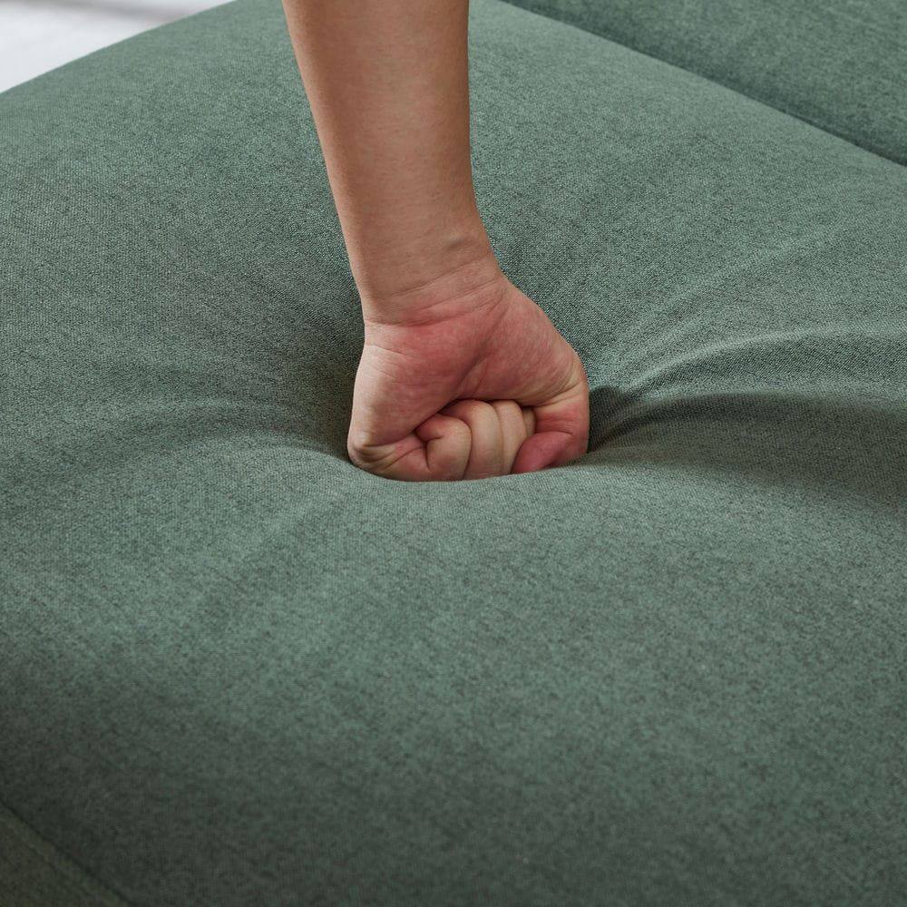 Left. Resenkos - 86" L-Shaped Sectional with Ottoman, 3-Seater with Thick Cushions and Armrest Organizer, Dark Green - Green.