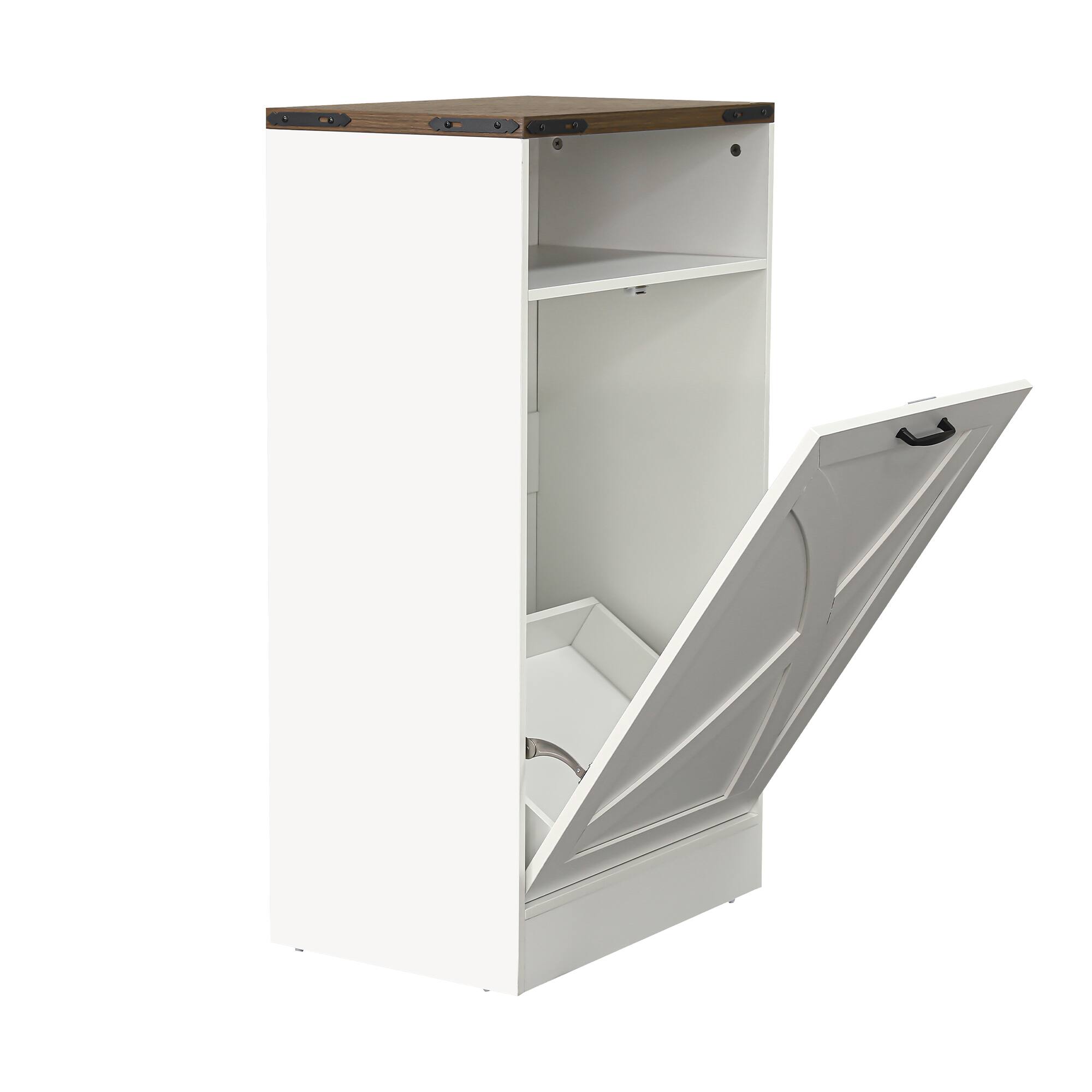 Alt View 2. Ihomeadore - 37.8" H Farmhouse White Tilt-Out Trash Cabinet,Hidden Trash Can Cabinet for Kitchen and Dining Room - White.