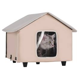 VEVOR - Elevated Heated Cat House, Outdoor Kitty Shelter with Timer, 600D Oxford Cloth Foldable Cat Shelter