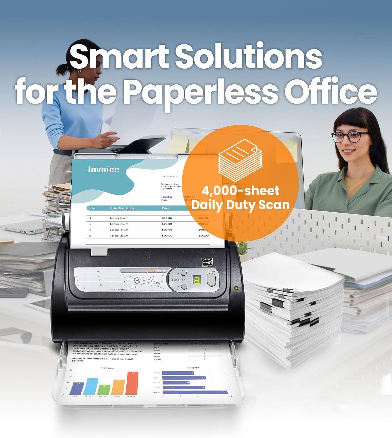 Smart Solutions for the Paperless Office

Invoice

4,000-sheet Daily Duty Scan