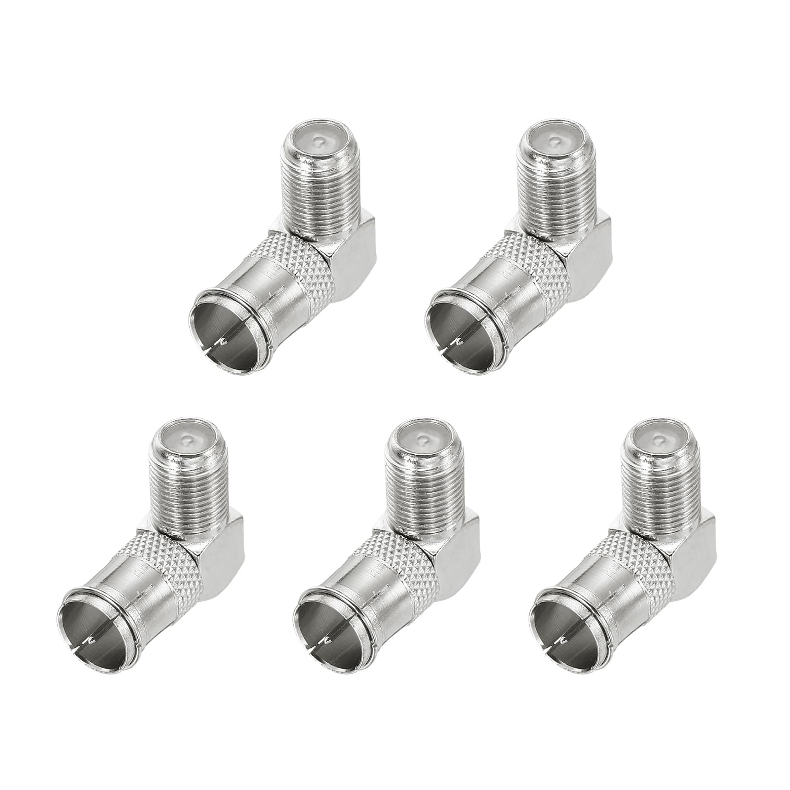 Unique Bargains - 5pcs Right Angle Coaxial Connector, F Female to Quick Push On Male, 75 Ohm, for Broadcast, Antenna, Amp, CB - Silver