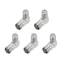 Unique Bargains - 5pcs Right Angle Coaxial Connector, F Female to Quick Push On Male, 75 Ohm, for Broadcast, Antenna, Amp, CB - Silver