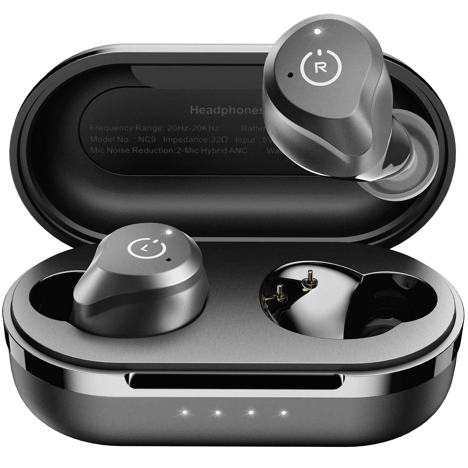 TOZO - Hybrid 3-Layer ANC Stereo Earbuds - 40H, ENC Mic Clear Calls, IPX6 Waterproof, APP-32EQ, Wireless Charge, Touch Control - Black