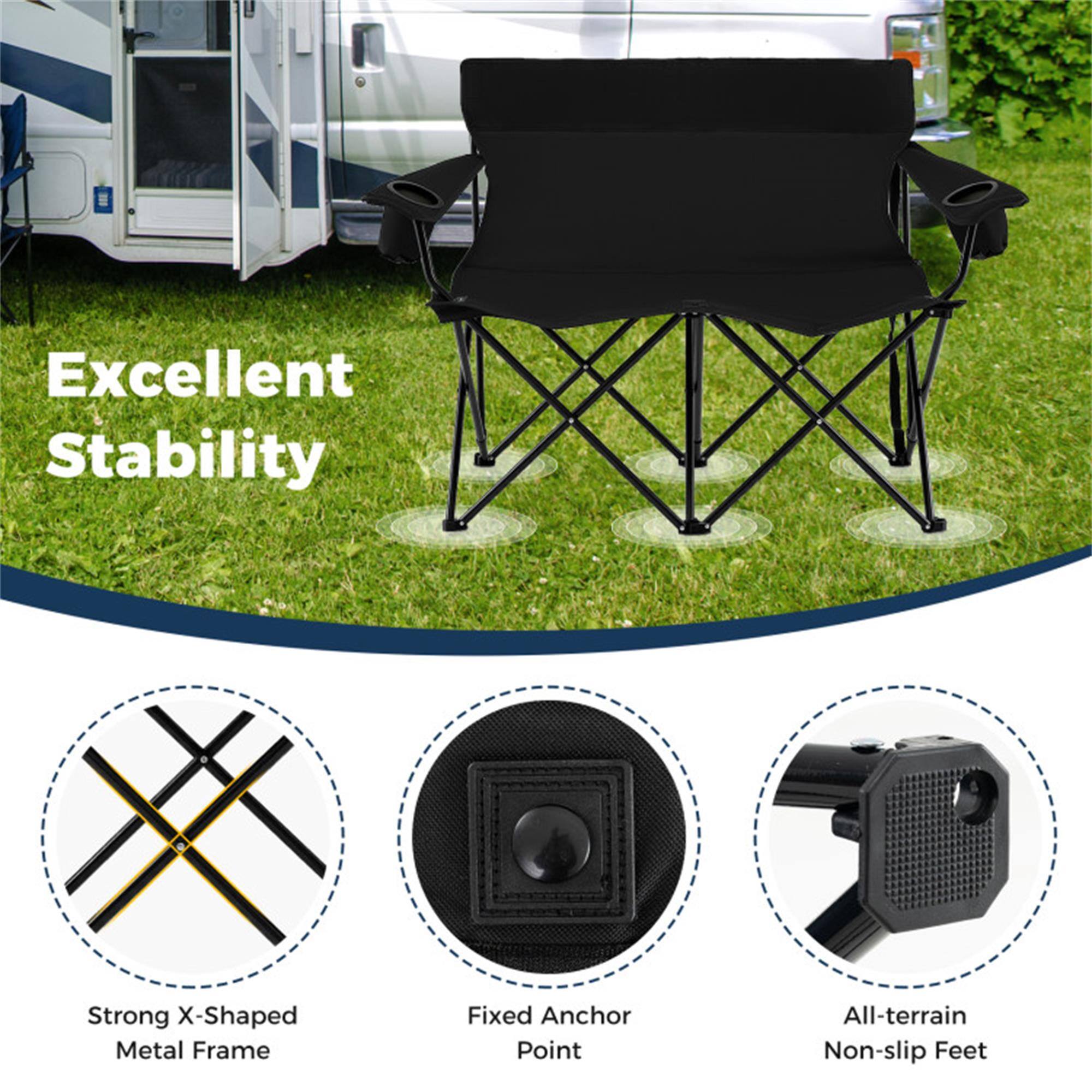 Excellent Stability

- Strong X-Shaped Metal Frame
- Fixed Anchor Point
- All-terrain Non-slip Feet