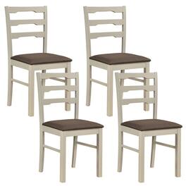 Costway - Dining Chairs Set of 4 with Solid Rubber Wood Frames, Modern Farmhouse Side Chairs - White + Brown