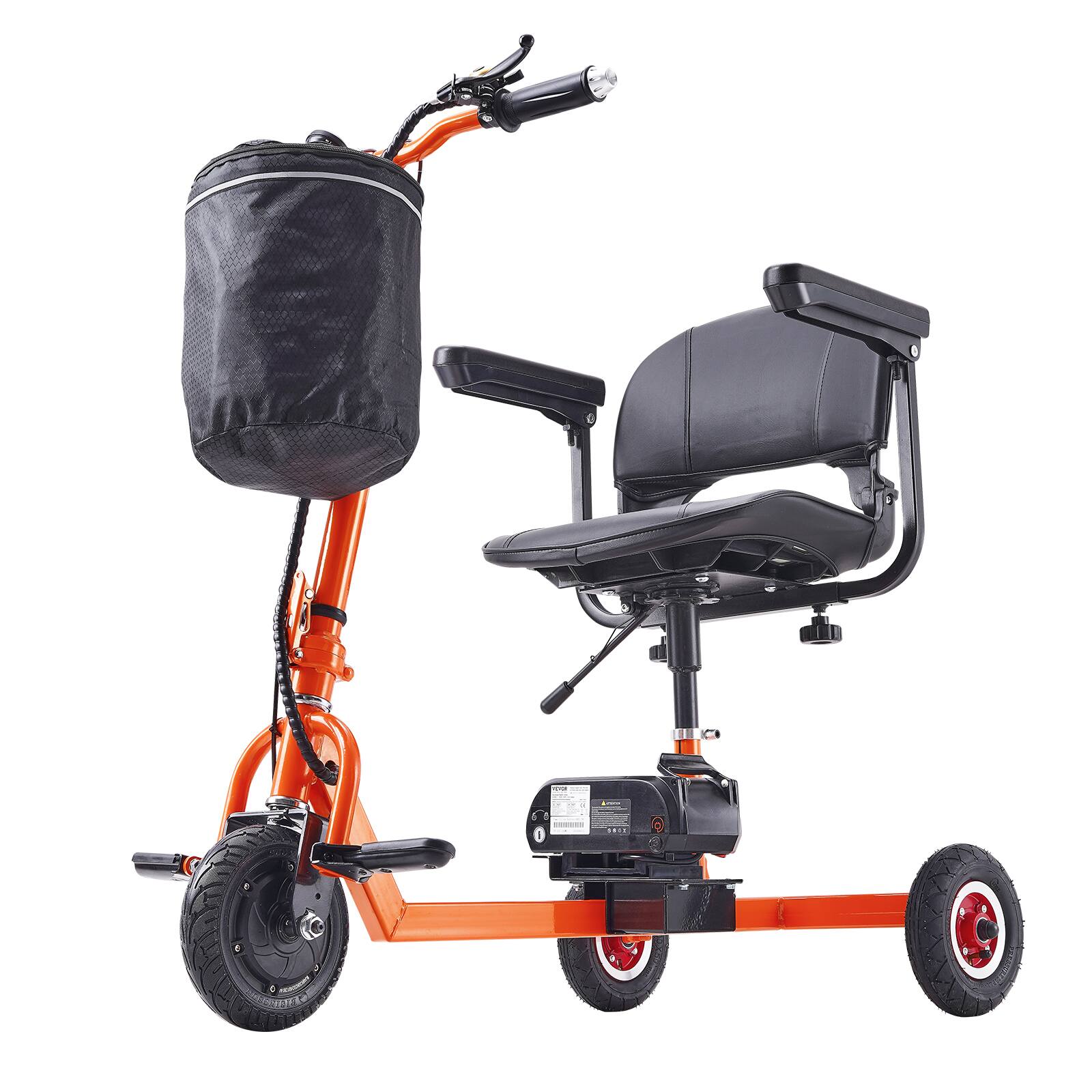 Alt View 5. VEVOR - Foldable 3 Wheel Mobility Scooter for Seniors, Portable Electric Powered Mobility Scooter with 12 Mile Long Range - Black;Orange.