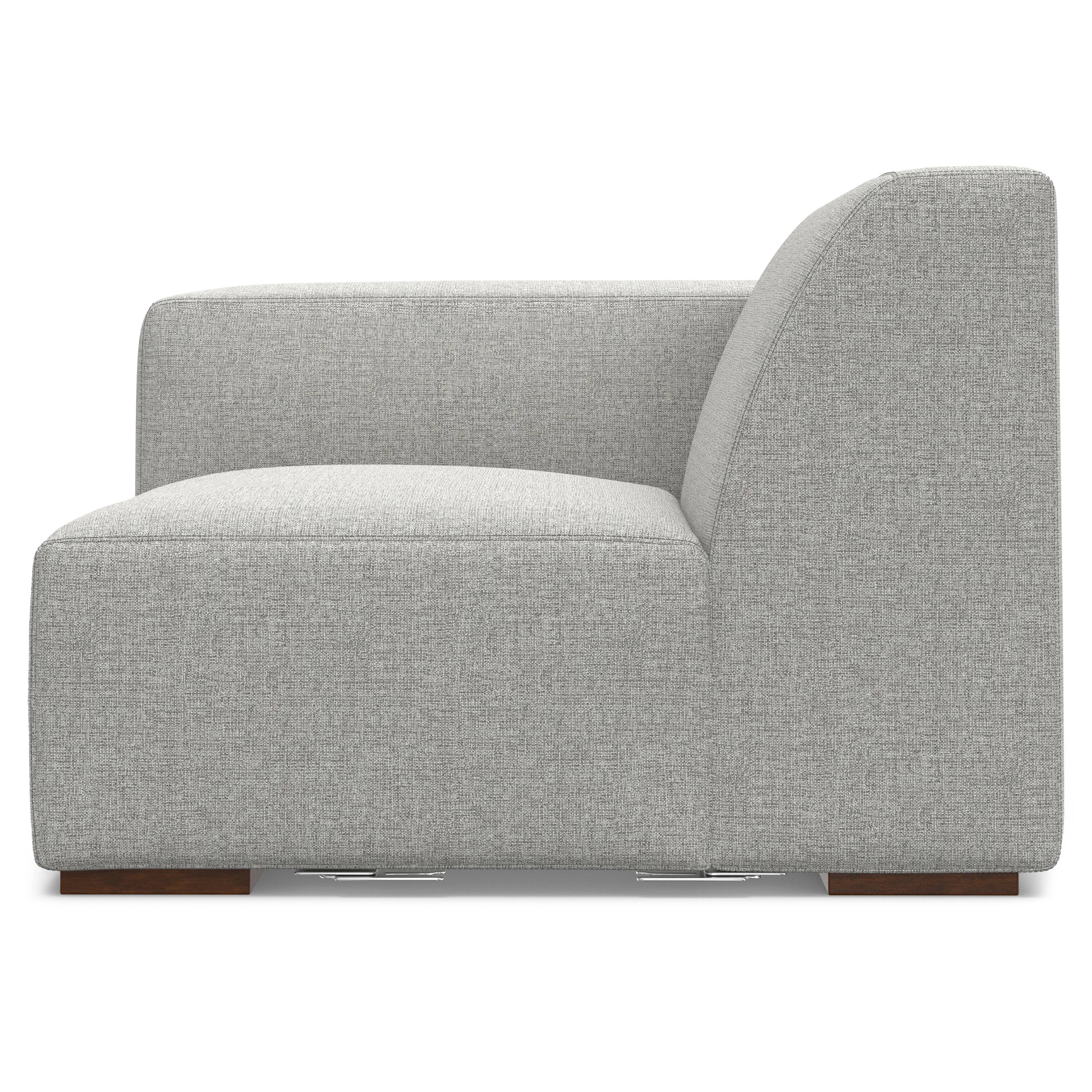 Alt View 2. Simpli Home - Rex Left-Arm Sofa Module in Tightly Woven Performance Fabric - Pale Grey.