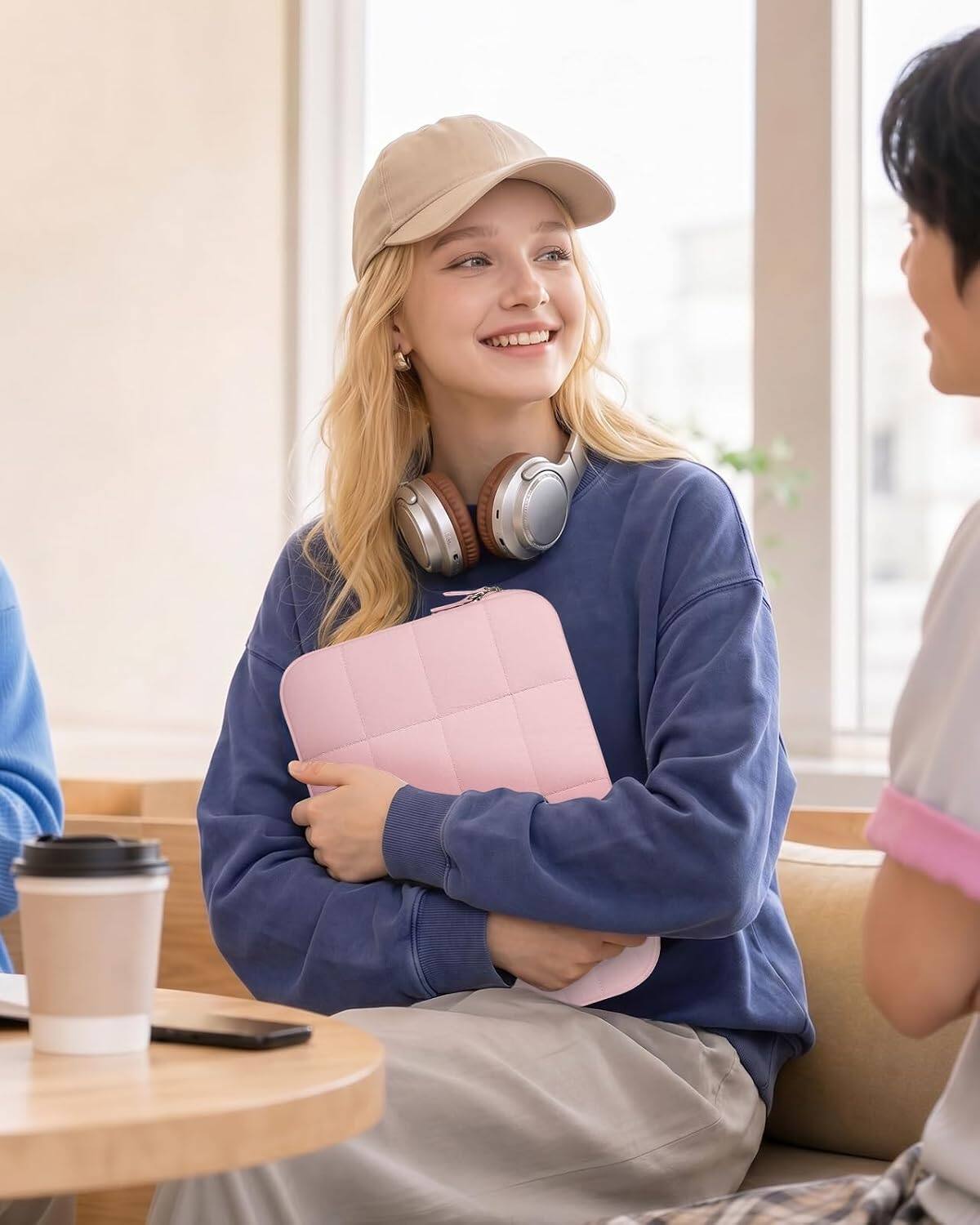 Alt View 3. Fintie - Sleeve for MacBook Neo 13 Inch (Model A3404, 2026 Release) with A18 Pro Chip, Puffy Quilted Puffer Carrying Case Bag - Blush.