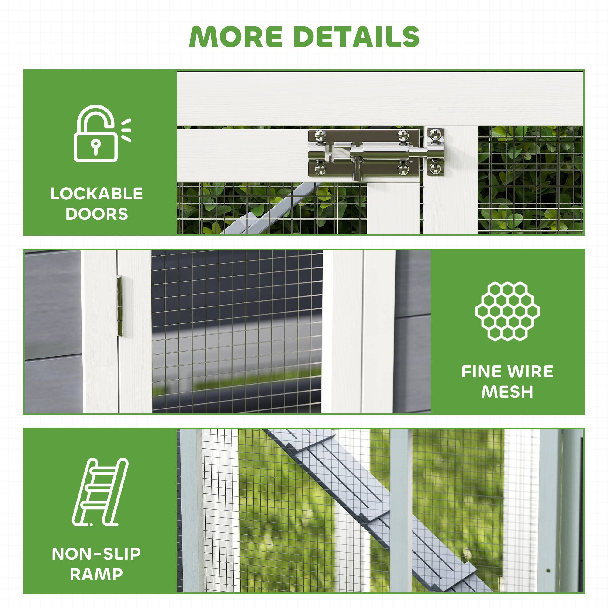 MORE DETAILS

- LOCKABLE DOORS
- FINE WIRE MESH
- NON-SLIP RAMP