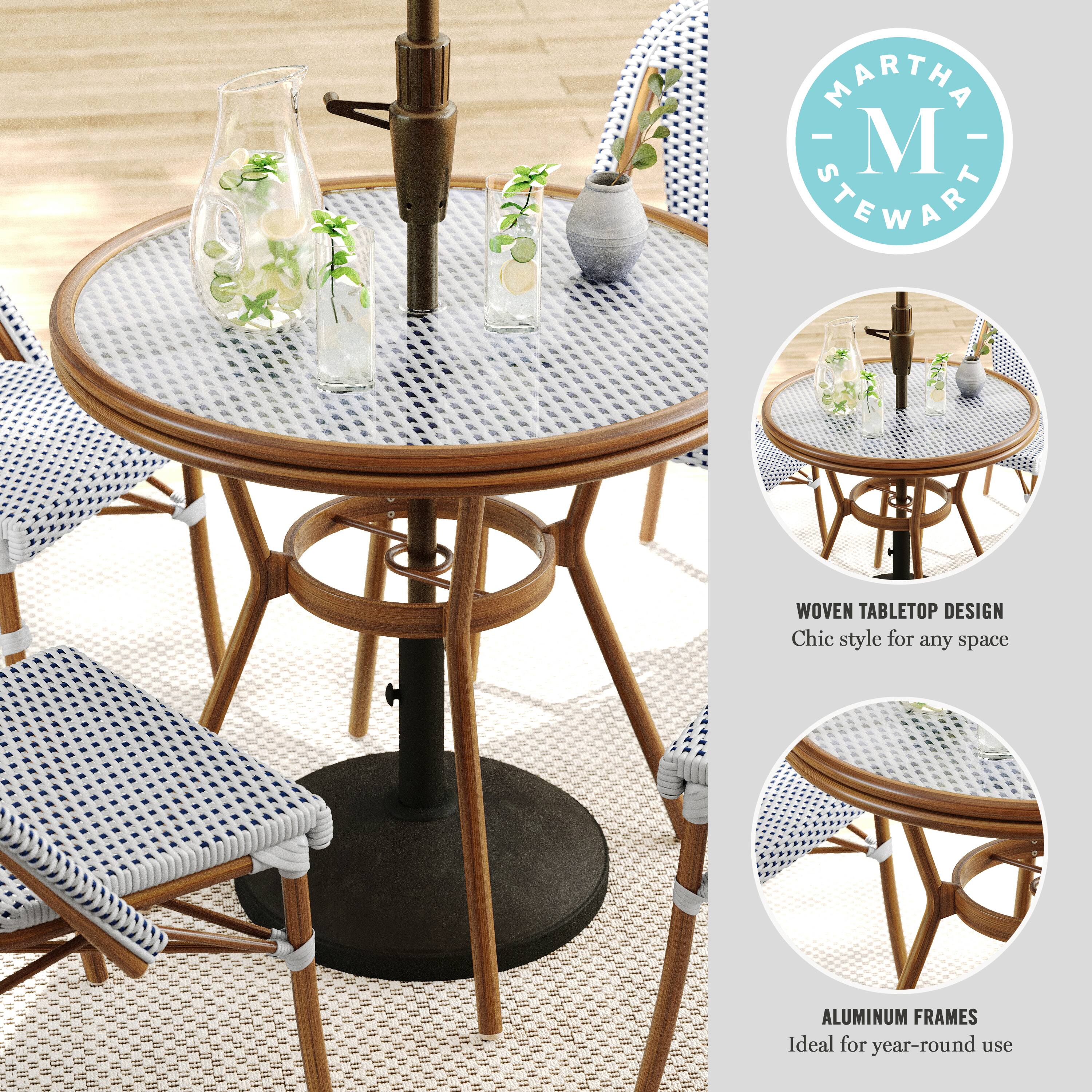 Martha Stewart Woven Tabletop Design Chic style for any space Aluminum Frames Ideal for year-round use
