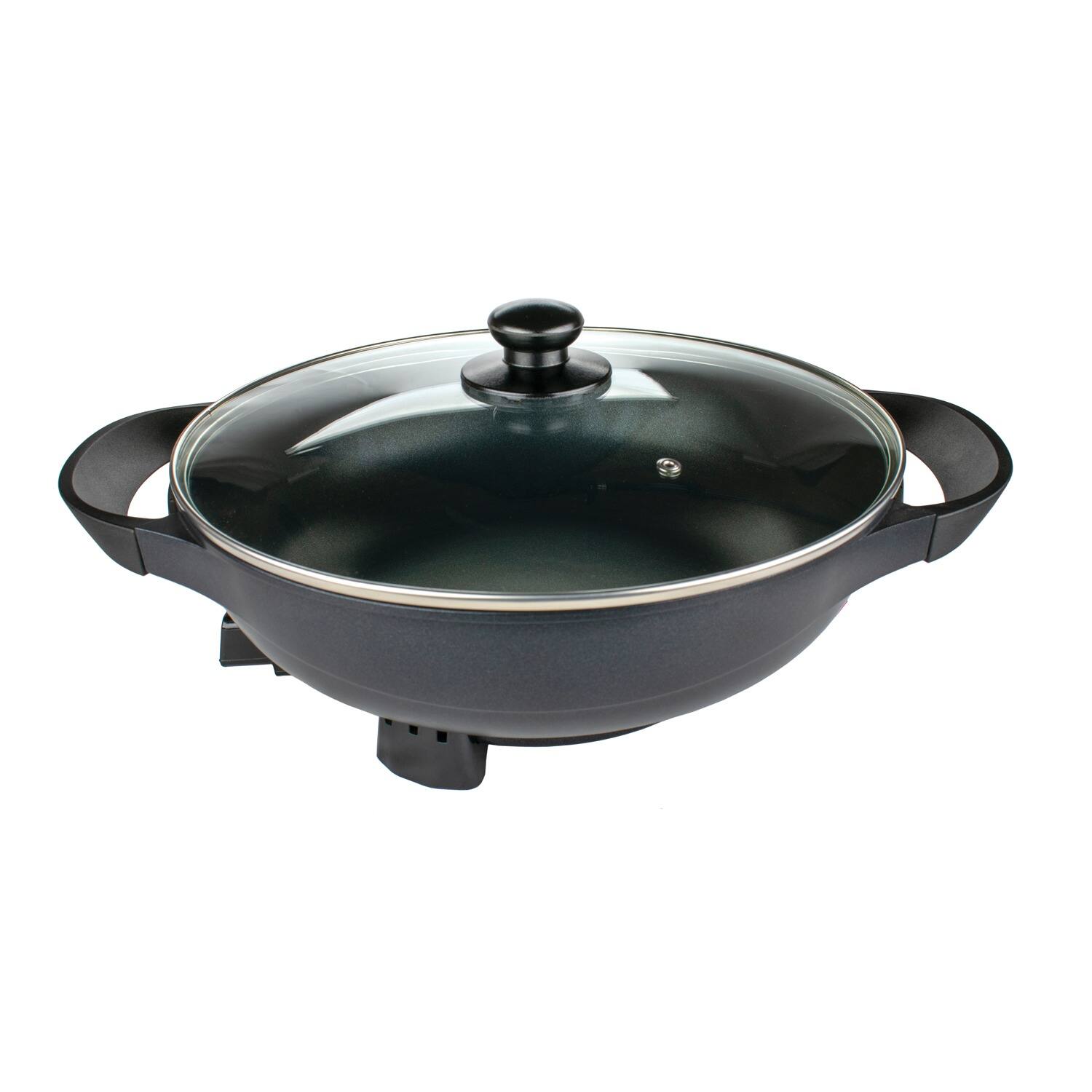 Alt View 4. Brentwood - Brentwood Sk-69bk 13-inch Non-stick Flat-bottom Electric Wok Skillet With Vented Glass Lid - black.