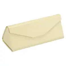 Front. Unique Bargains - Foldable Glasses Case, Triangle Magnetic Sunglass Organizer, PU Leather Hard Eyeglass Case for Women/Men - Beige.