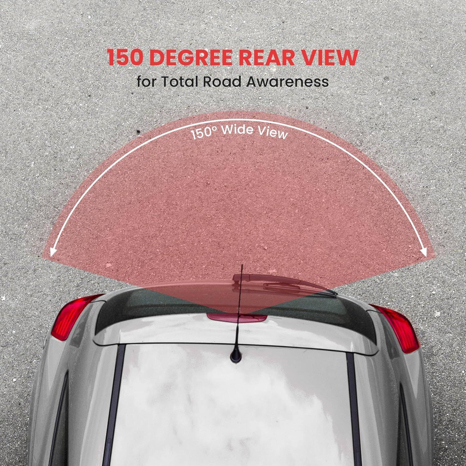 150 DEGREE REAR VIEW for Total Road Awareness  
150° Wide View