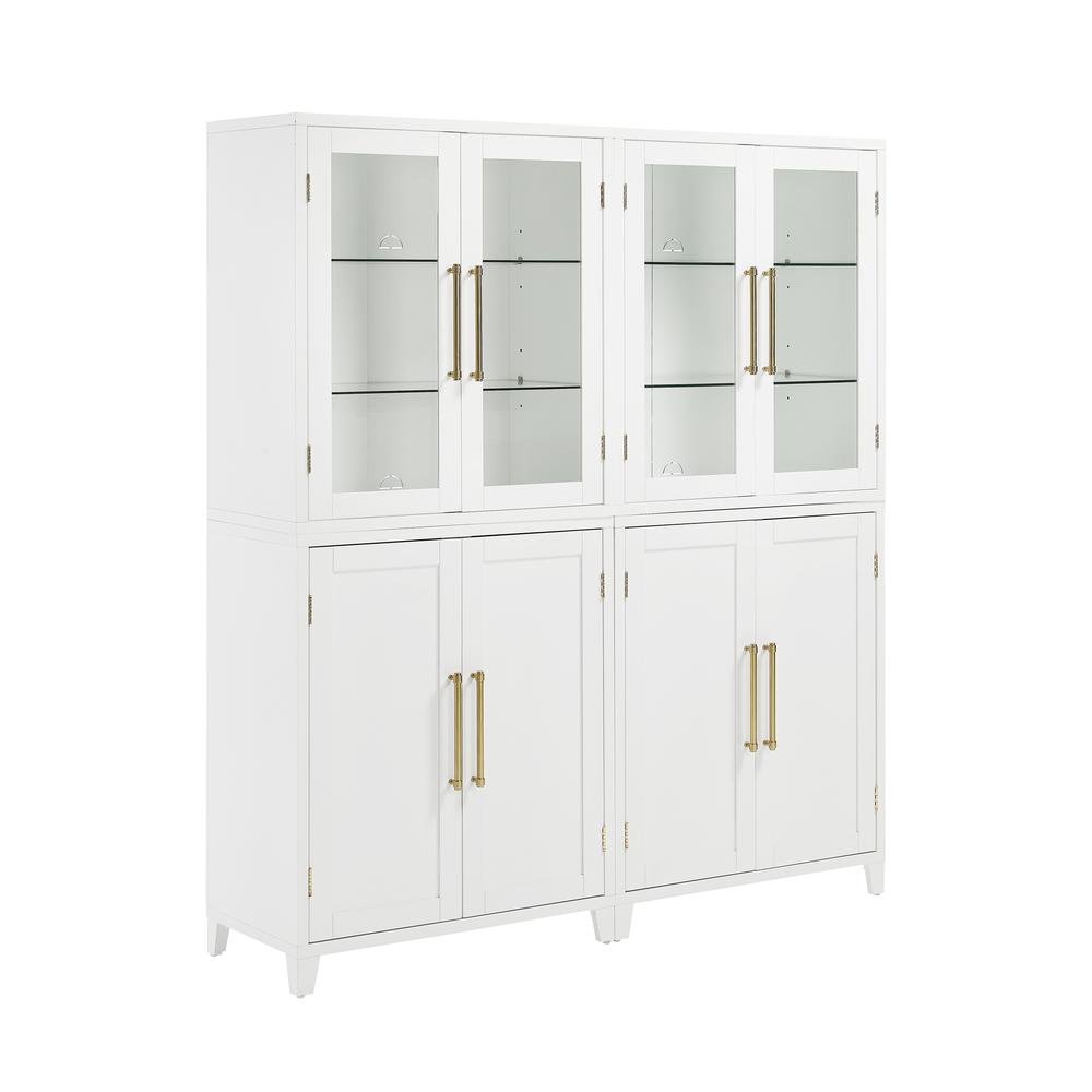 Alt View 6. Crosley Furniture - Roarke 2Pc Pantry Storage Cabinet W/Glass Door Hutch Set - 2 Pantries - White.