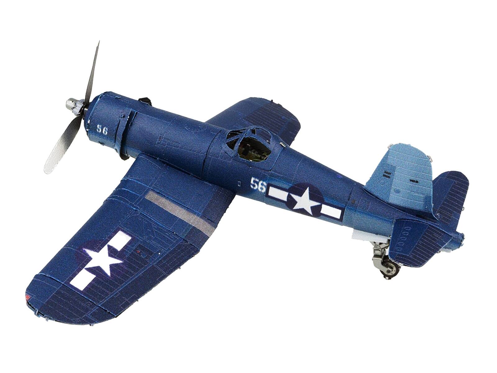 Angle. Metal Earth - Model Kit Vought F4U Corsair Fighter Aircraft World War II United States Navy (Challenging Difficulty) Steel Model - Blue.